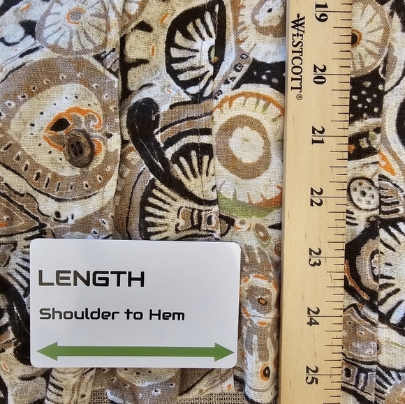 Chico's Size 3 100% Linen Paisley Tan Ocean Blazer - Picture 10 of 10